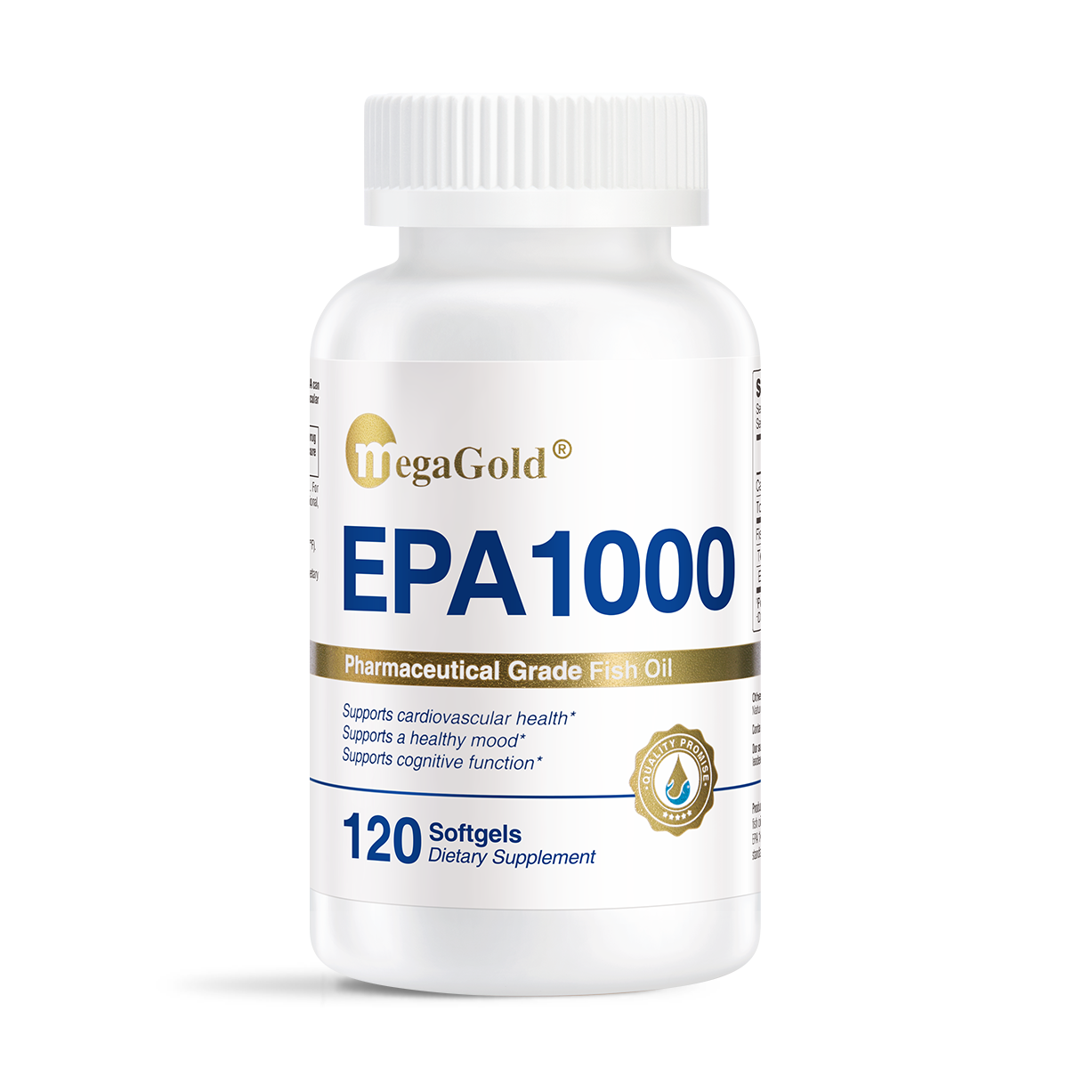MegaGold EPA1000 Pharmaceutical Grade Fish Oil, 120 Softgels, white bottle