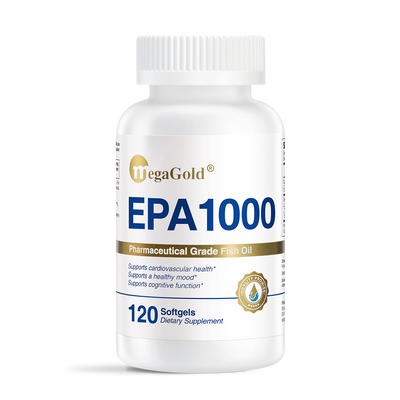 MegaGold EPA1000 Pharmaceutical Grade Fish Oil, 120 Softgels, white bottle
