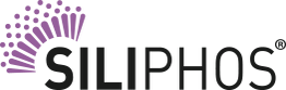 SILIPHOS® logo with purple radial dots fan design above bold black and purple text